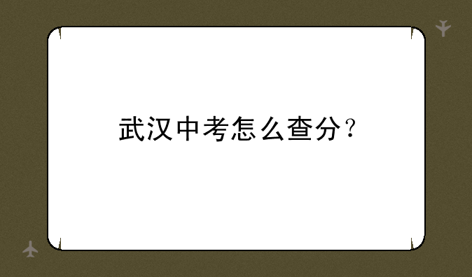 武汉中考怎么查分？