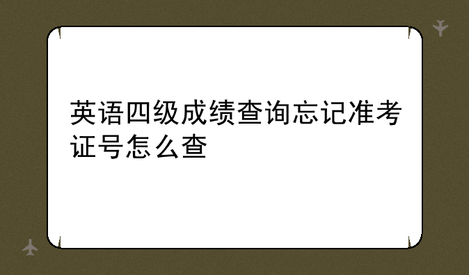 英语四级成绩查询忘记准考证号怎么查