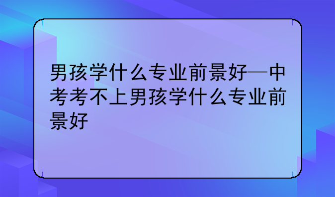 男孩学什么专业前景好—中考考不上男孩学什么专业前景好