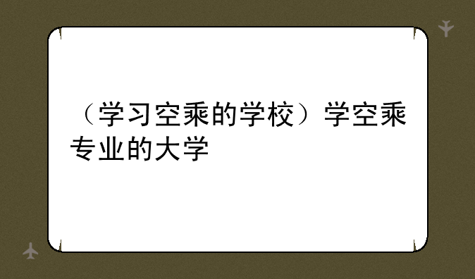 （学习空乘的学校）学空乘专业的大学