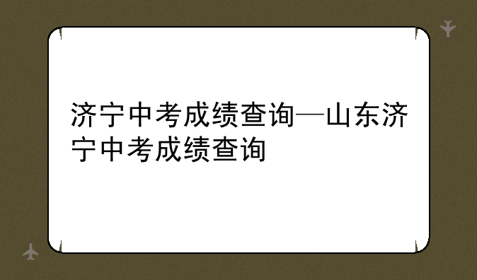 济宁中考成绩查询—山东济宁中考成绩查询