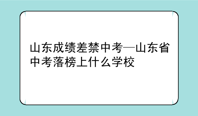 山东成绩差禁中考—山东省中考落榜上什么学校